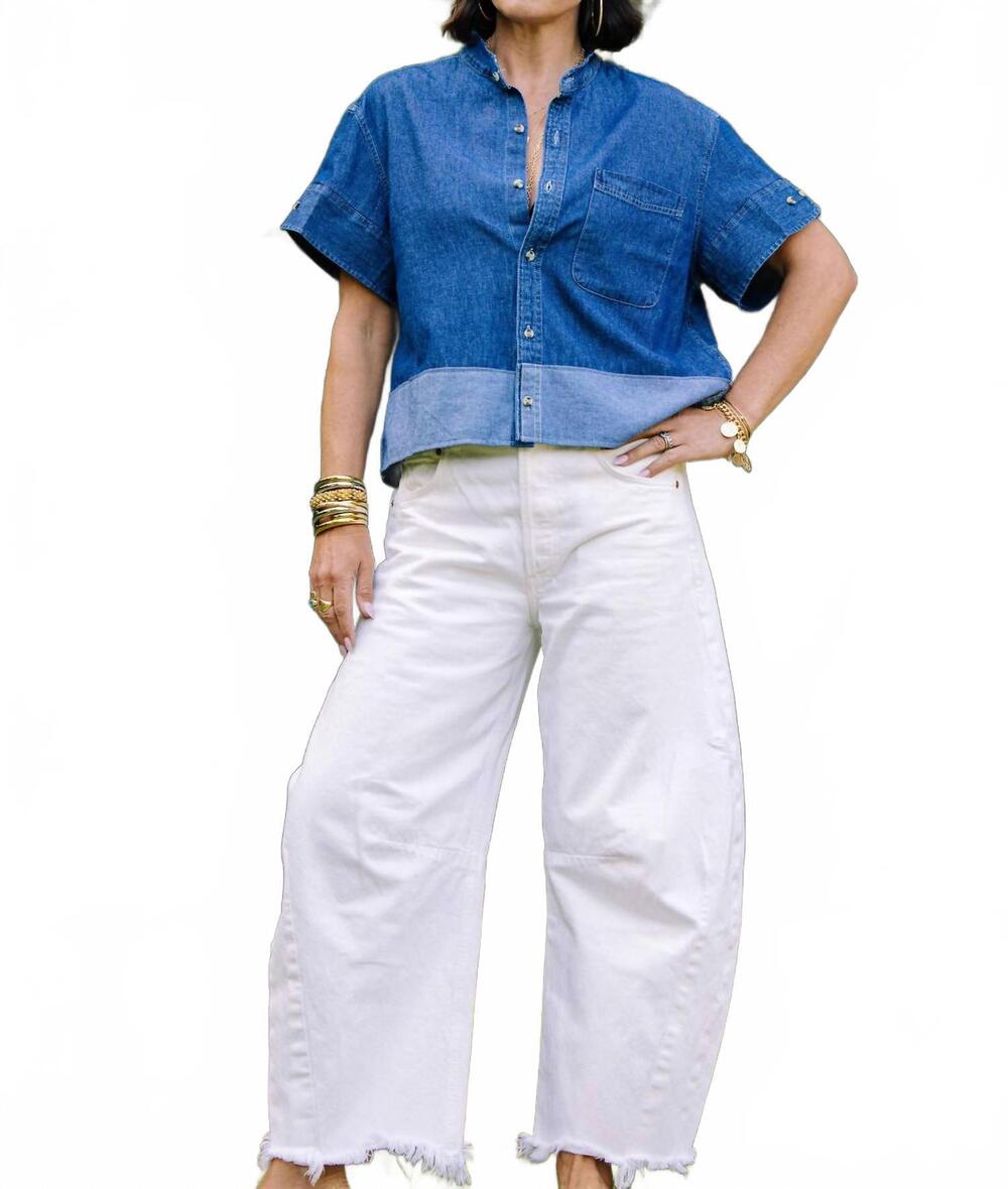NEW SHOP KMJ ava denim barrel jeans in white